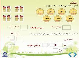 محتوای الکترونیکی آموزش تقسیم (درس 4- 5 و 6) ریاضی پایه چهارم ابتدایی